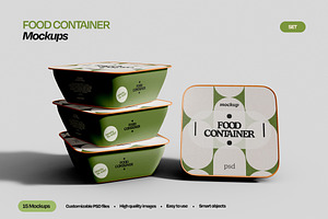 Food Container Packaging Mockup Set, a Cups & Container Mockup by Mego-studio