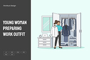 Young Woman Preparing Work Outfit, a Work Illustration by Partikusi Design (Thumbnail 1 of 3)