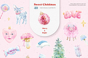 Sweet Christmas Watercolor Clipart, a Seasonal Illustration by Cat In Colour (Thumbnail 2 of 8)