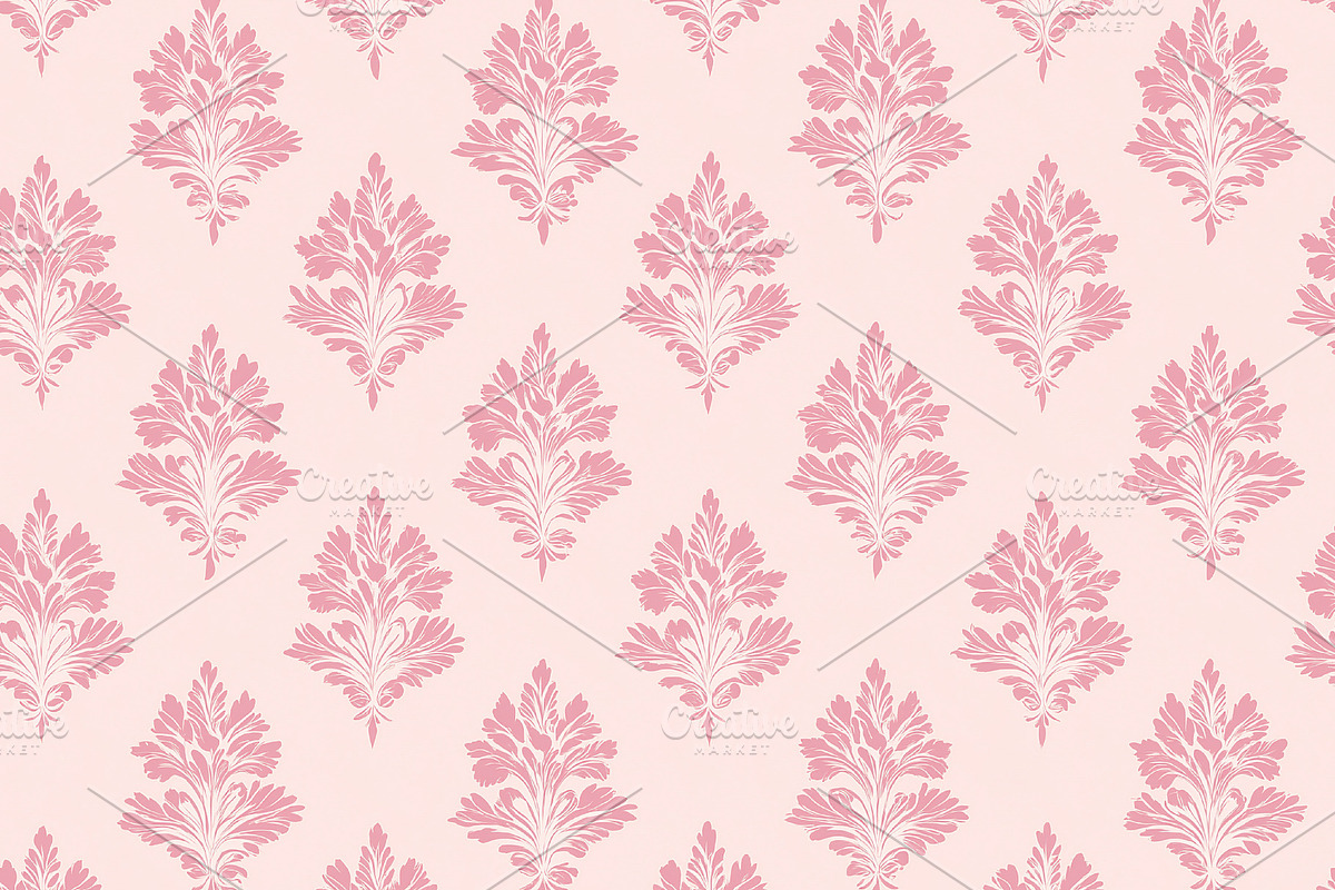 Seamless pattern pink damask floral pattern background providing, a Pattern Graphic by Studio ANNA