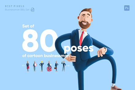 Businessman Billy Set, a Finance Illustration by Best Pixels™