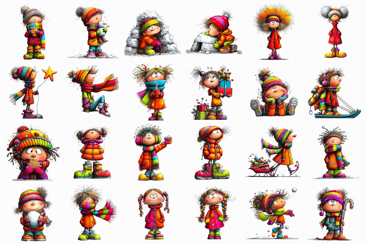 Whimsical Winter Kids Clipart Bundle, an Illustration by Libby Wishes (Photo 3 of 7)