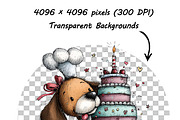 30 whimsical dog birthday clipart, an Illustration by one-touch (Thumbnail 11 of 17)