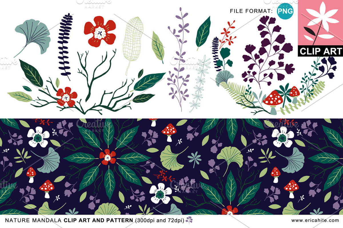 Nature Mandala: Clip Art & Pattern, an Illustration by Erica Hite (Photo 1 of 3)