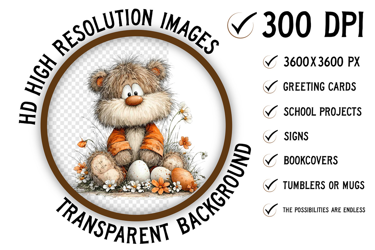 Whimsical Easter Bear Clipart, an Illustration by Craft Nest (Photo 2 of 9)