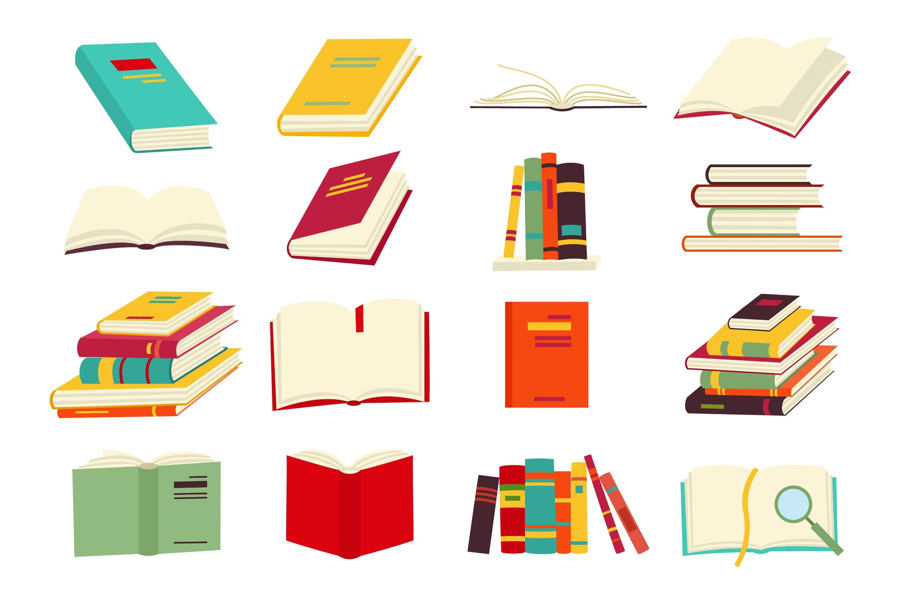 Icons of books vector set in a flat, an Object Graphic by the8monkey