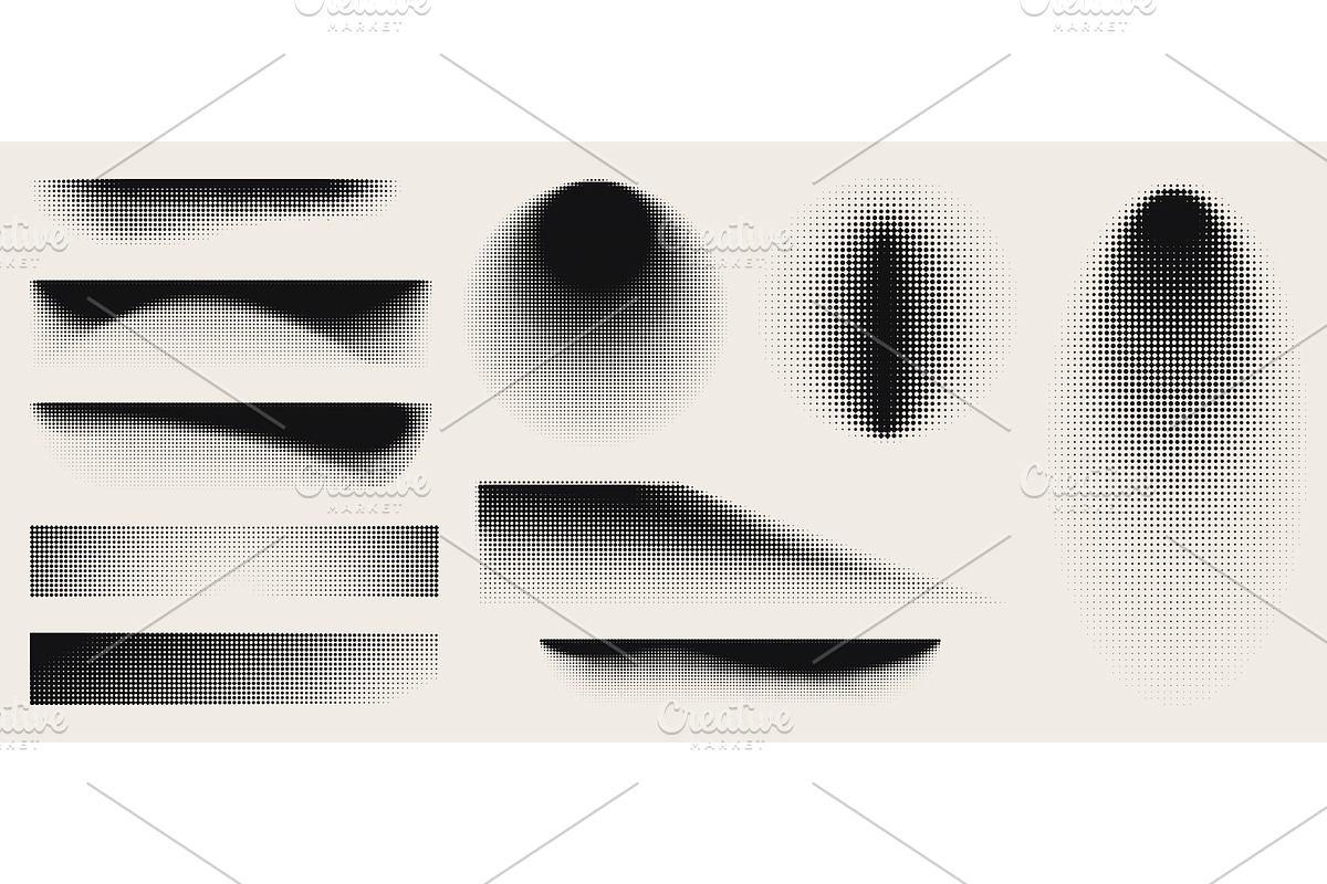 Abstract halftone shapes isolated on, an Illustration by art PVP - market