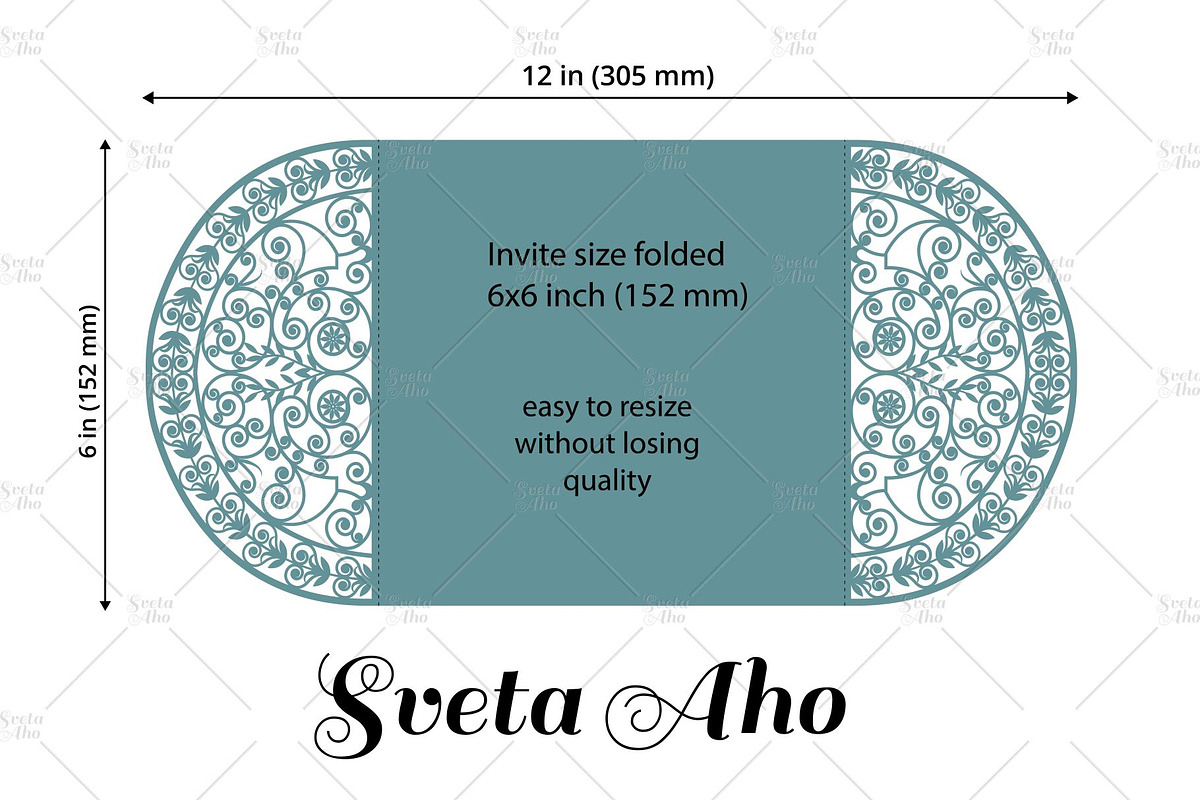 Round Gate Fold Wedding Card 6x6 preview 2