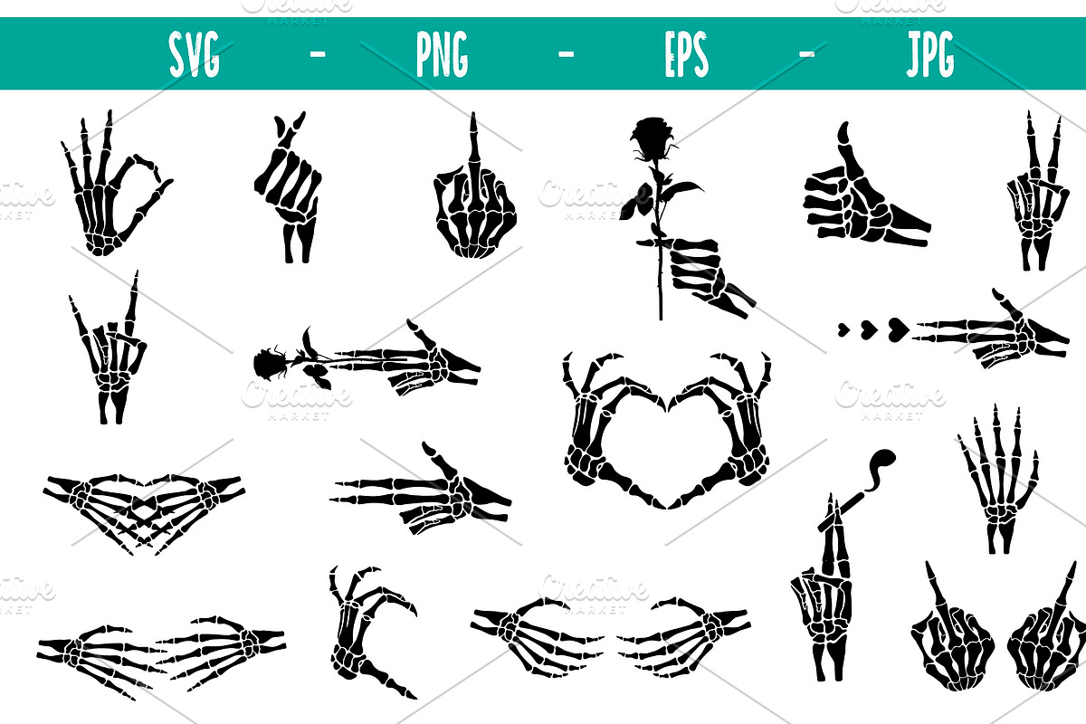 Skeleton Fingers Set, Cut Files, a Person Illustration by Watercolor_Vector Graphic (Photo 1 of 16)