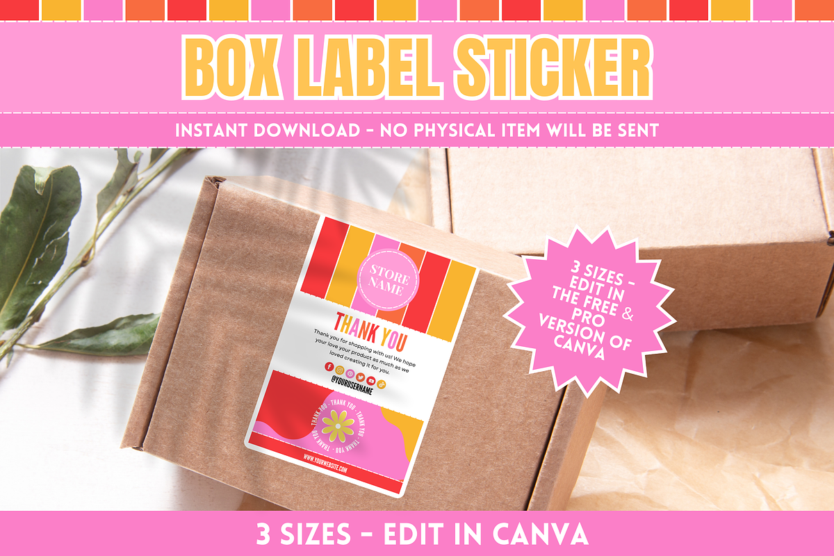 Thank You Box Label Stickers, a Stationery Template by SunshineStudioBoutique (Photo 3 of 8)