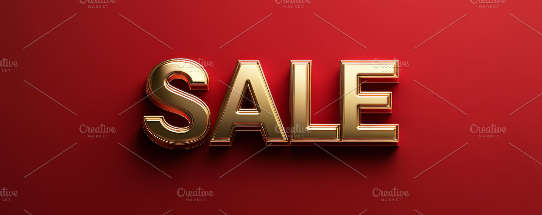 Glossy Gold SALE Letters on Red Background Banner, an Abstract Photo by Natalia Klenova's Shop
