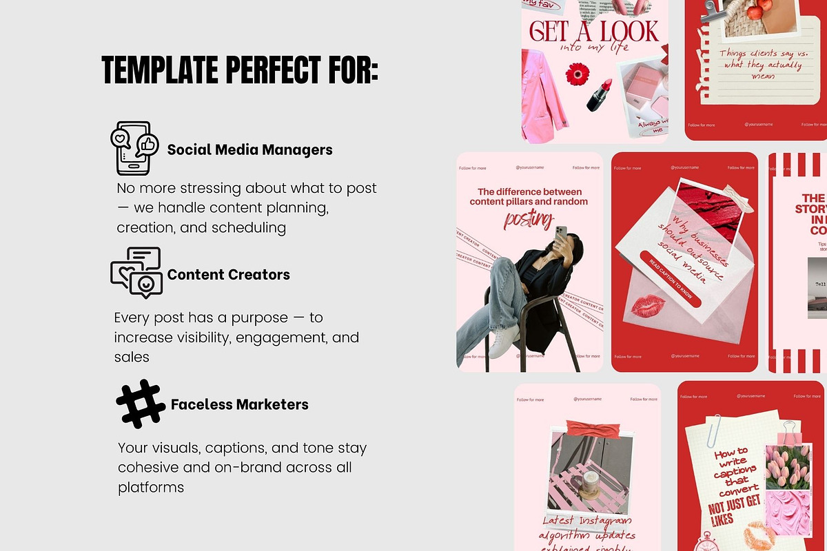 Pink & Red Instagram Post Template preview 2