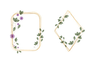 Watercolor golden botanical frames, an Illustration by okskukuruza