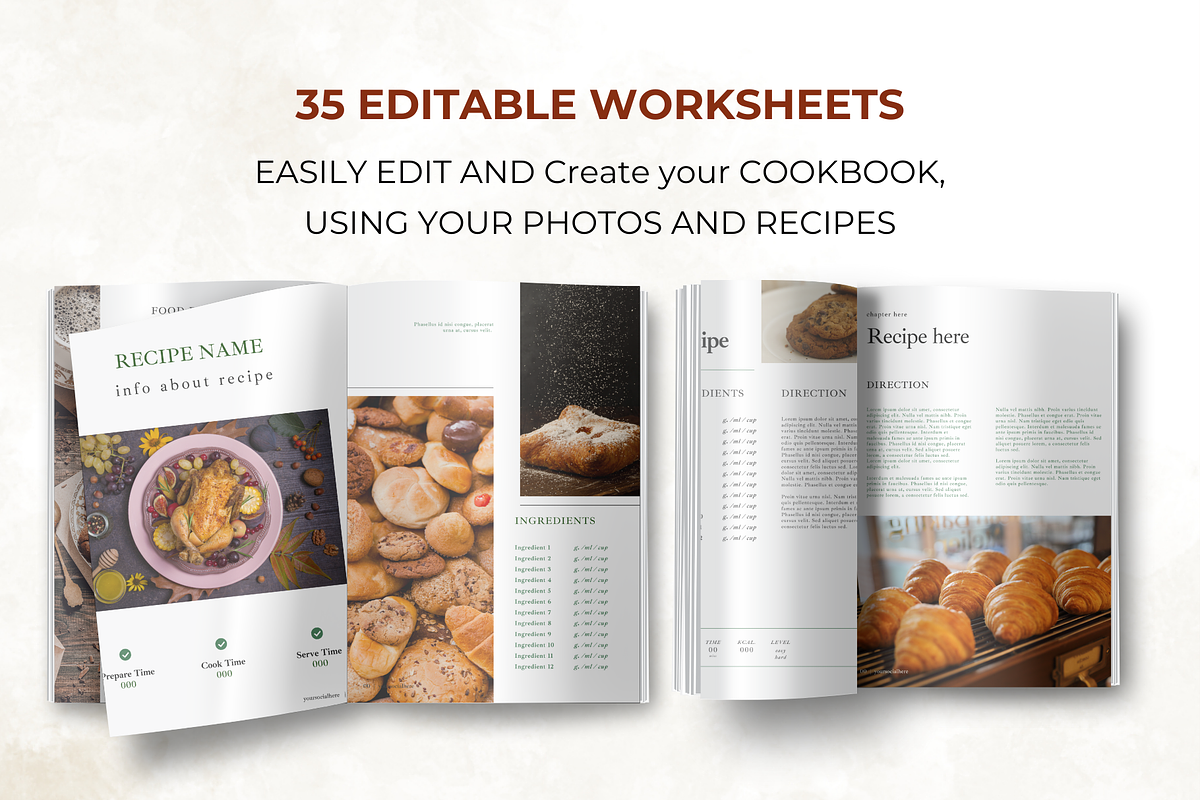 Aesthetic Recipe Cards Template, a Magazine Template by Digital By Nikoleta (Photo 3 of 11)