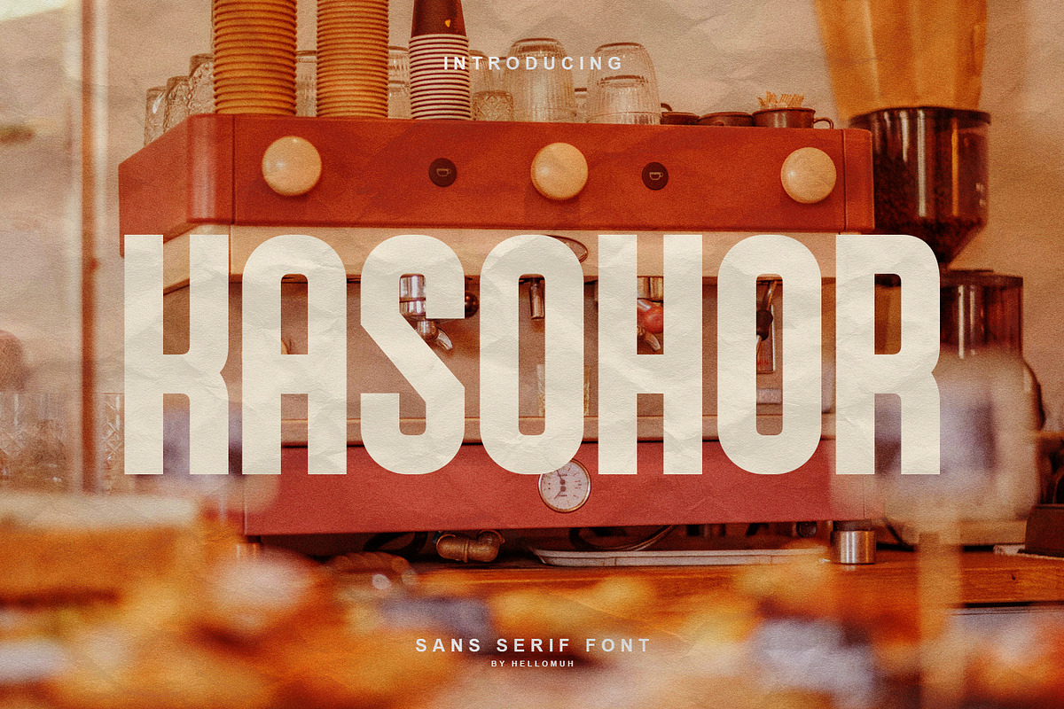 Kasohor - Sans Serif Display Font, a Sans Serif Font by Hello Muh (Photo 1 of 5)