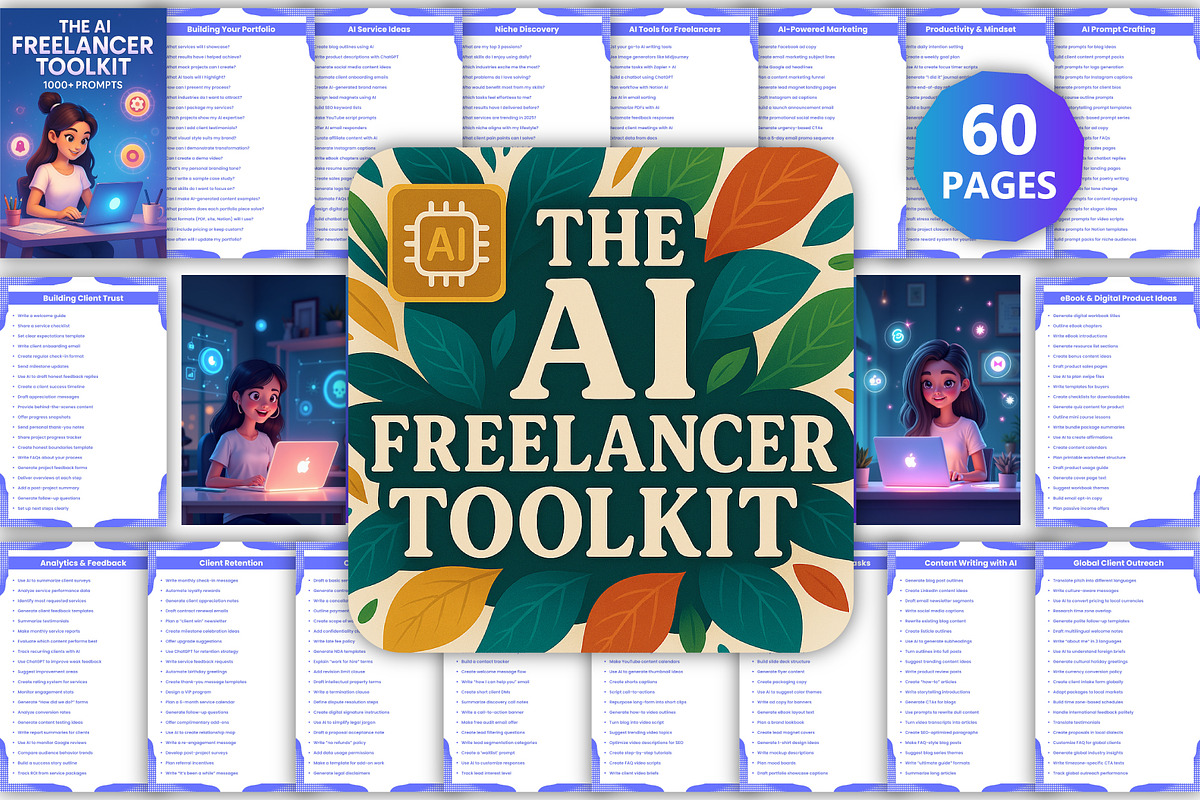 AI Freelancer Toolkit 1000+ Prompt, a Stationery Template by Designmela01 (Photo 1 of 6)