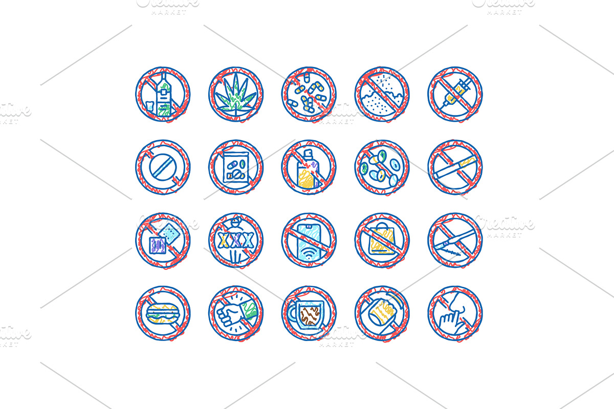 Addiction Substance Dependence Icons, an Object Illustration by pikepicture