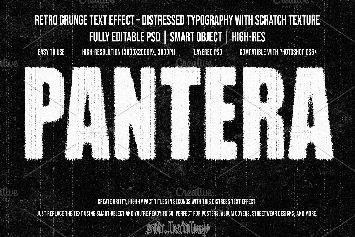 Retro Grunge Text Effect PSD, a Design Template by std.badboy (Photo 1 of 4)