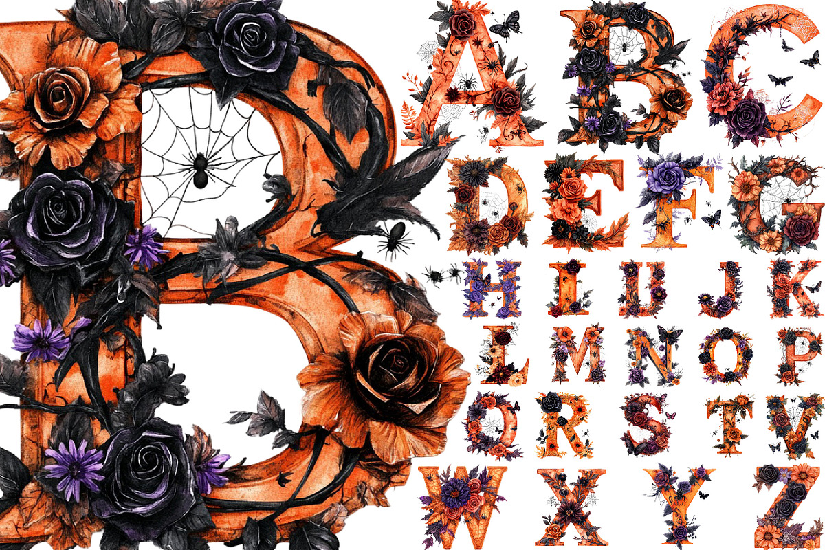 Halloween Alphabet Burnt Pumpkin, a Seasonal Illustration by Designking (Photo 1 of 4)