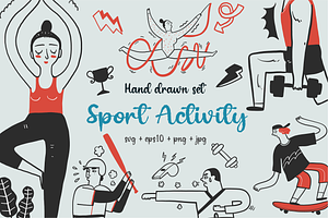 Hand drawn set Sport Activities, a Person Illustration by Huza Studio