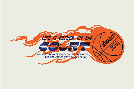 Fire Basketball, a Sport Illustration by hand draw