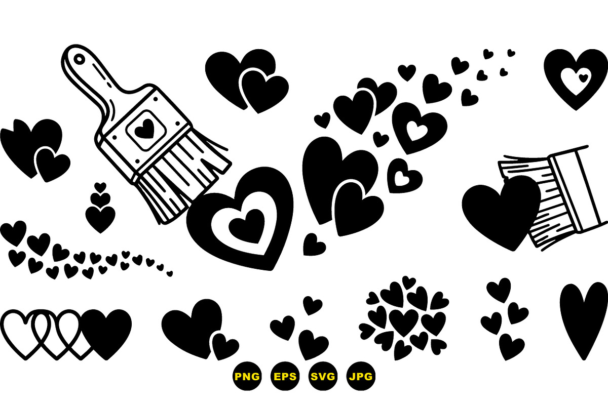 Heart Brush Stroke Clipart Set, an Illustration by designvectx (Photo 3 of 3)
