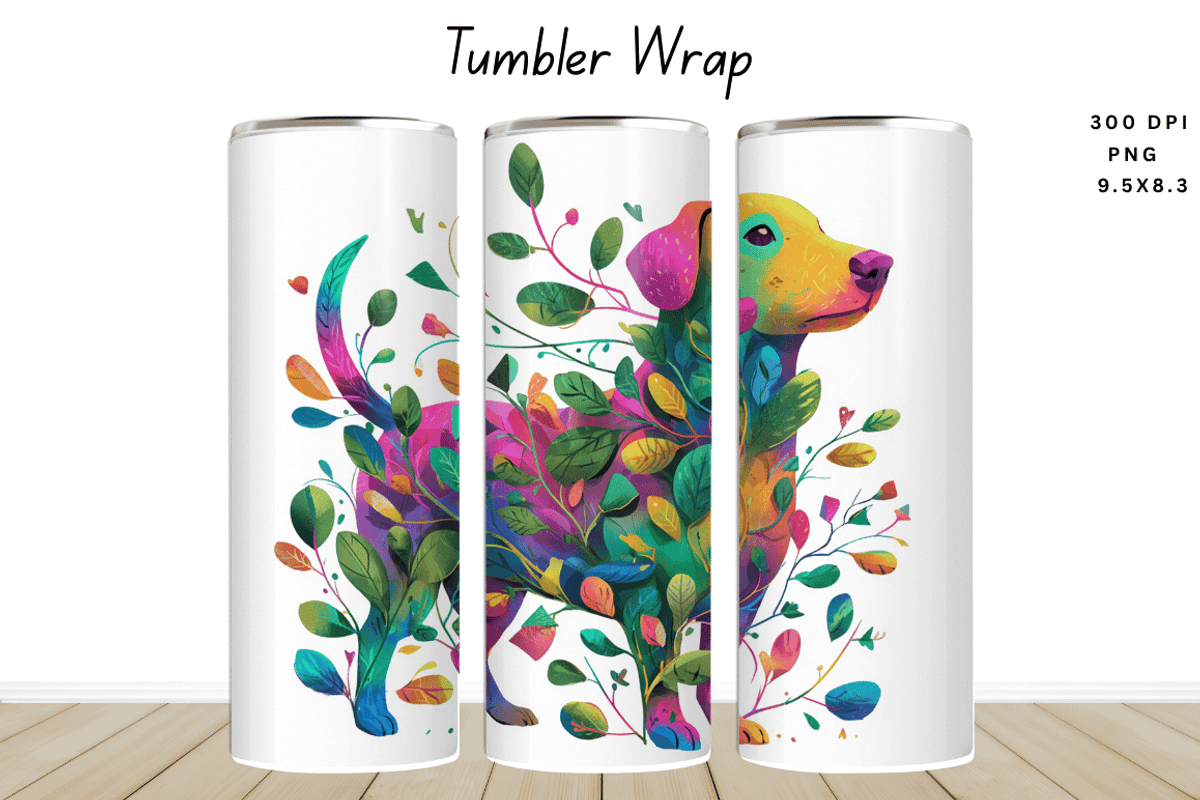 Watercolor Puppy Dog Tumbler Wrap, a Graphic by Cut File