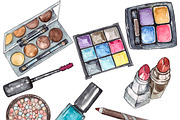 Set of watercolor cosmetics, an Illustration by Watercolor_Vector Graphic (Thumbnail 1 of 10)