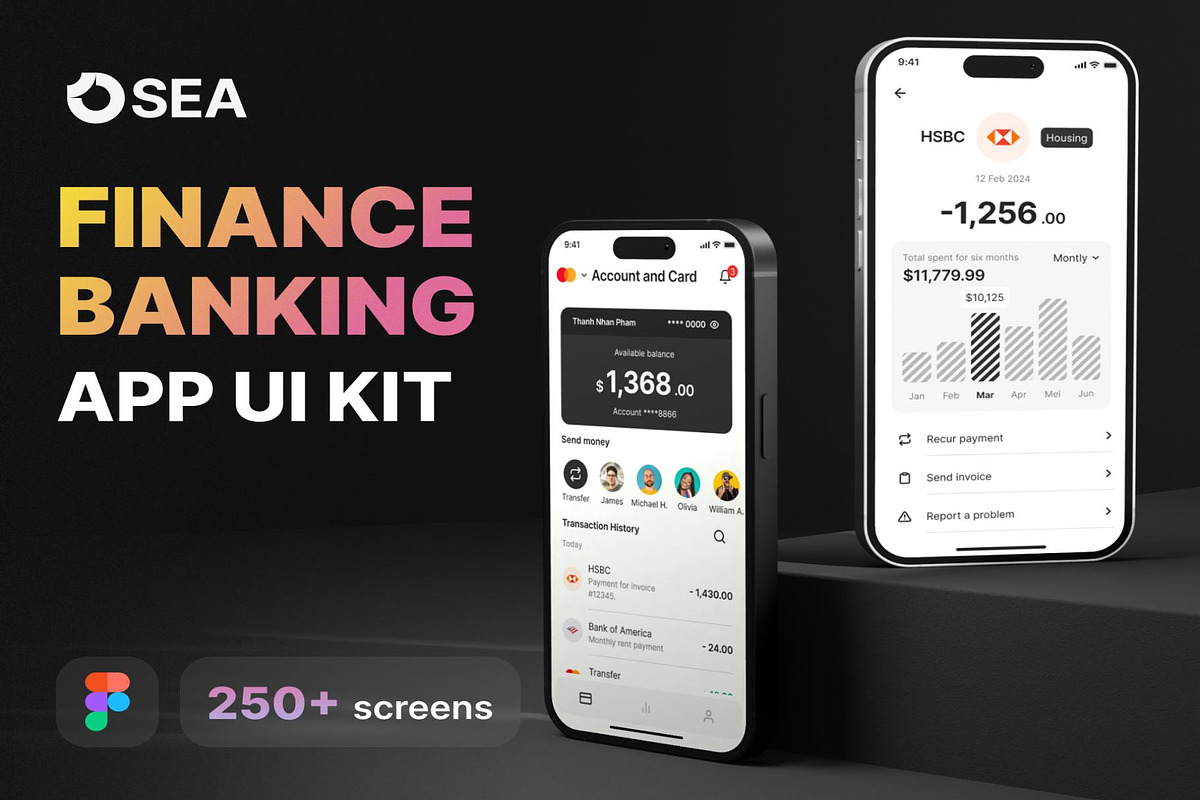 OSea Banking Finance Mobile App, an UI Kit Template by Creative Perspective (Photo 1 of 5)