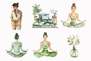 Watercolor Yoga Lover Clipart, an Illustration by Design Market (Thumbnail 4 of 4)