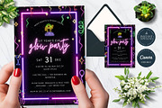 Editable Glow Party Invitation, an Invitation Template by Tracia Creative (Thumbnail 1 of 6)