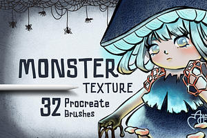 32 Monster Texture Procreate Brushes