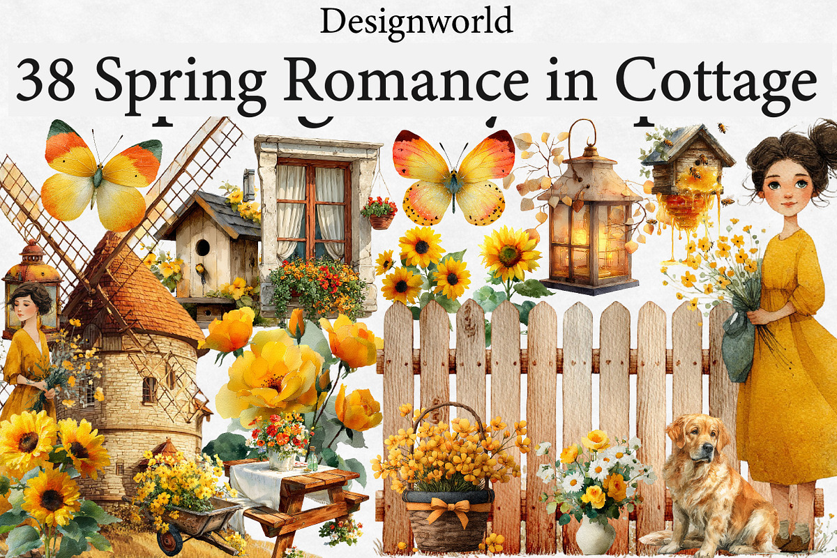 Spring Romance in Cottage Clipart, an Illustration by Designworld (Photo 1 of 6)