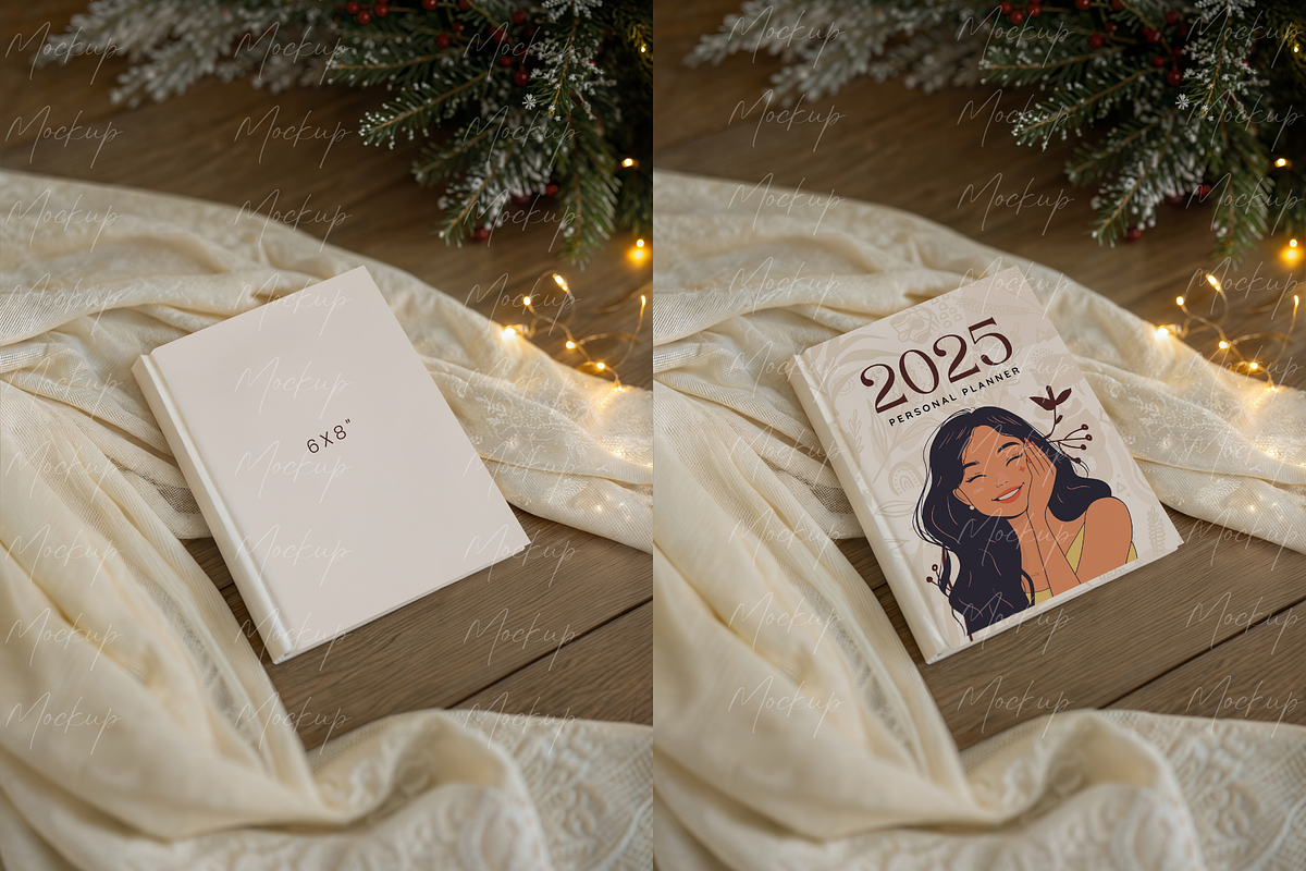 Cozy Winter Book Mockup with Decor, a Product Mockup by TatiMockup (Photo 2 of 3)