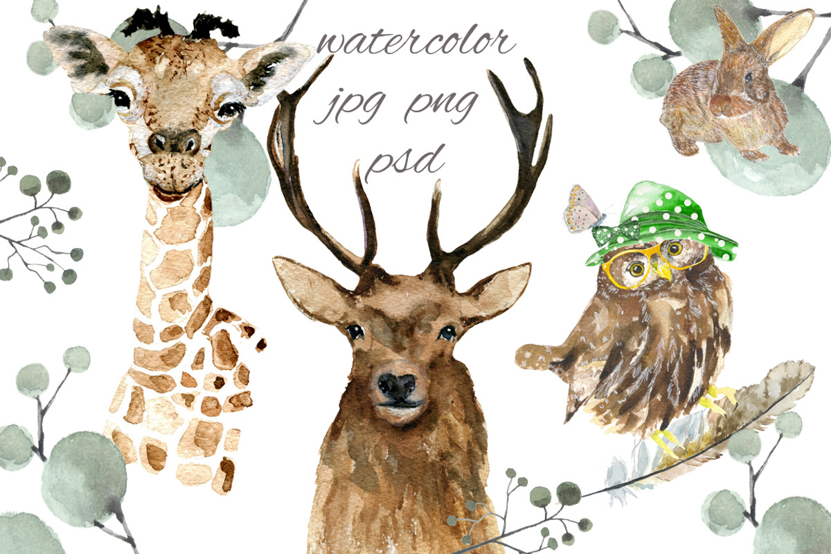 Animals watercolor, an Animal Illustration by JuliaFast (Photo 1 of 4)