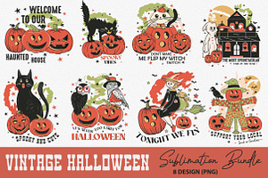 Vintage Halloween Sublimation Bundle, a Work Illustration by CreationArt