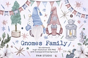 Christmas Gnomes Family Clipart, an Illustration by PawGraphic (Thumbnail 1 of 10)