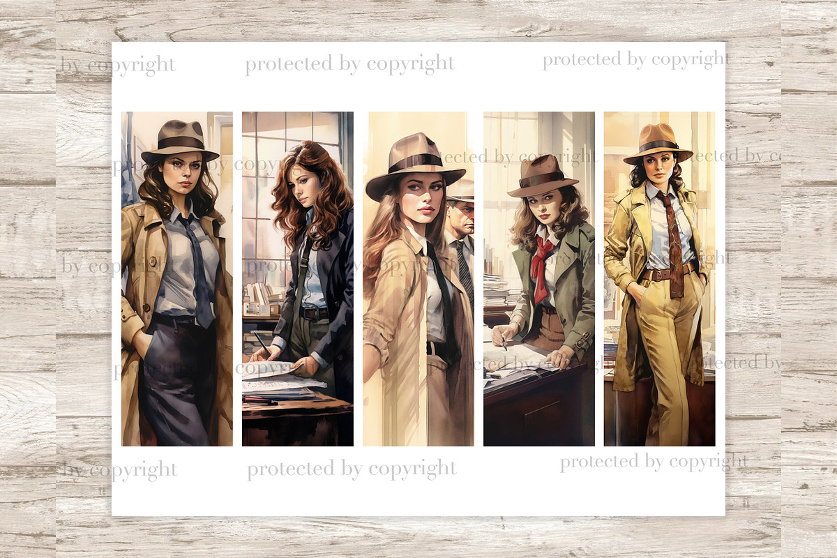Detective Printable Paper Bookmark, a Person Illustration by GlamArtZhanna (Photo 3 of 3)