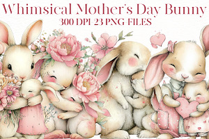 Whimsical Mother's Day Bunny Clipart, an Illustration by Designworld