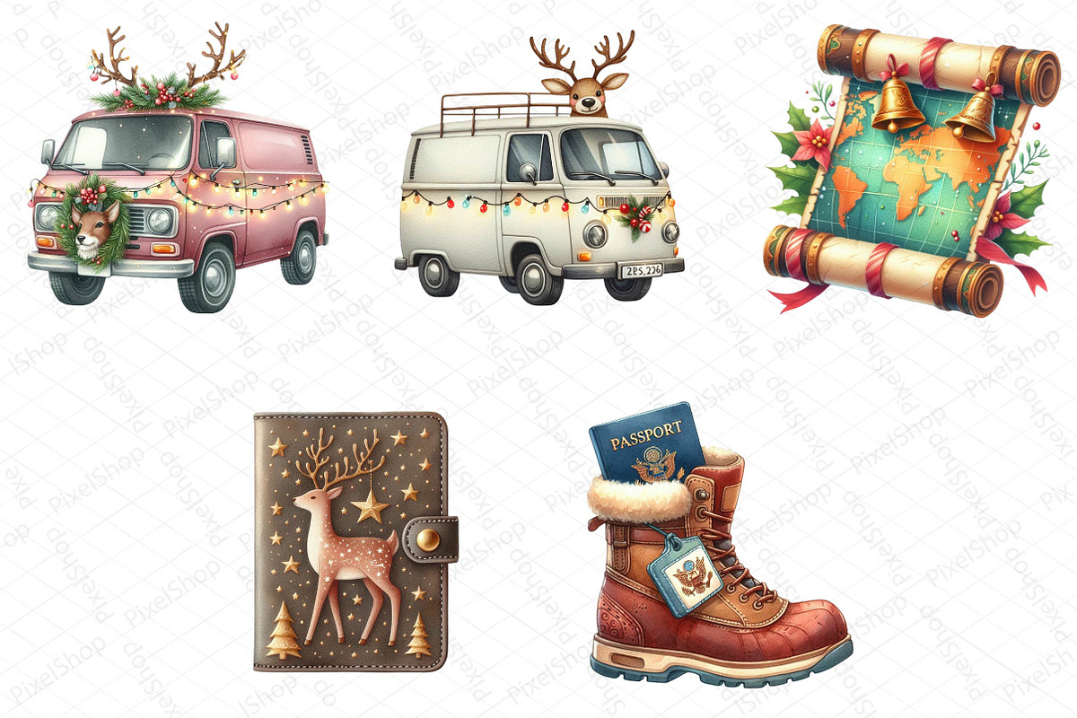 Christmas Travel Clipart, an Illustration by DreamPrint404 (Photo 4 of 5)