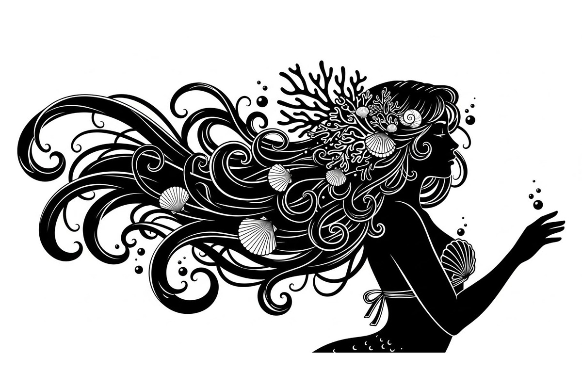Fantasy Flowing Hair Mermaid Bundle, an Illustration by jahid234 (Photo 28 of 31)