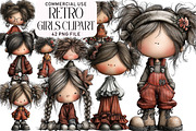 Retro Girls Clipart, an Illustration by Daily.Designs (Thumbnail 1 of 5)