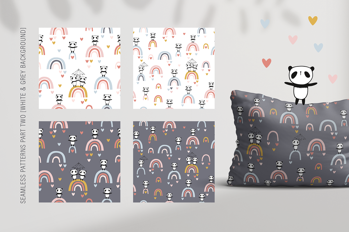Cute pandas & rainbows collection, an Animal Illustration by Tkoko vectors & patterns (Photo 7 of 11)