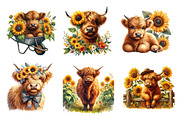 Watercolor Sunflower Highland Cow, an Illustration by CreationArt (Thumbnail 4 of 5)