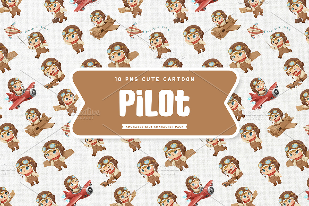 Playful Pilot Kid Cute Character, a Work Illustration by Gohsantosa (Photo 2 of 4)