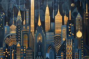 Art Deco Cityscape Night