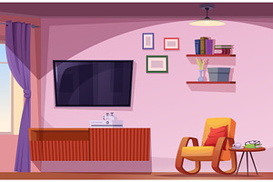 Interior. retro style room with, an Object Illustration by Onyx