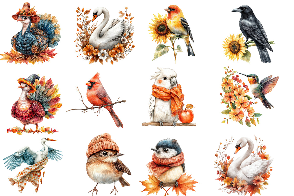 Autumn Birds Clipart, an Illustration by Designworld (Photo 3 of 5)