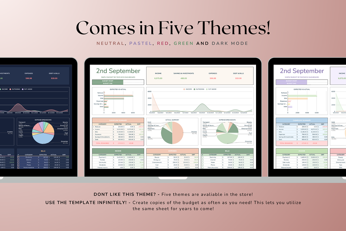 Simple Paycheck Budget - Neutral, a Templates & Theme by The Creative Plans co (Photo 2 of 10)