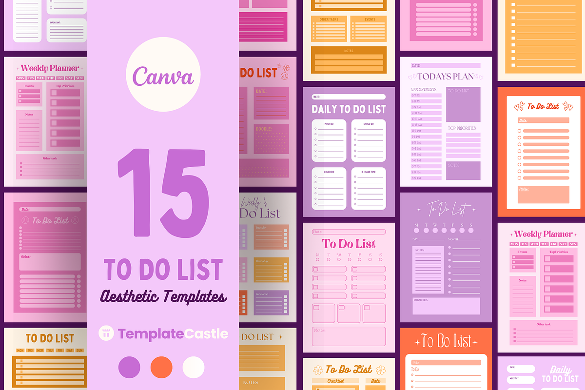 15 Aesthetic Planner Templates, a Templates & Theme by TemplateCastleStore (Photo 1 of 9)